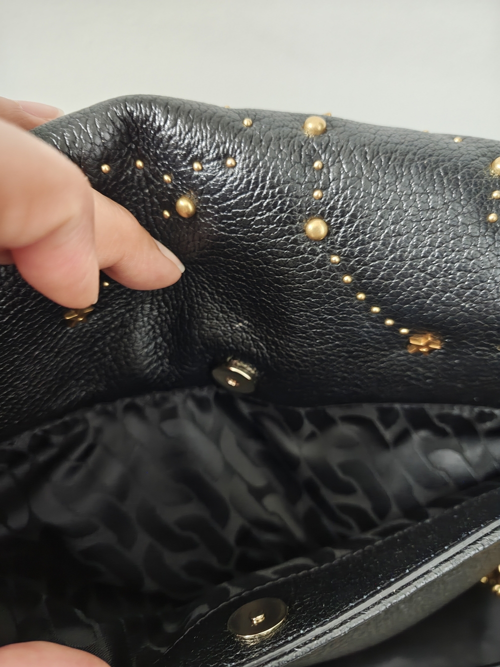 Rebecca Minkoff Black Leather Edie Flap Shoulder Bag with Celestial Studs - Picture 6 of 10